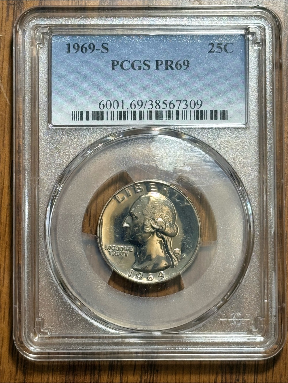 1969-S Washington Quarter 25c Silver tone PCGS PR69 Proof San Francisco Mint
